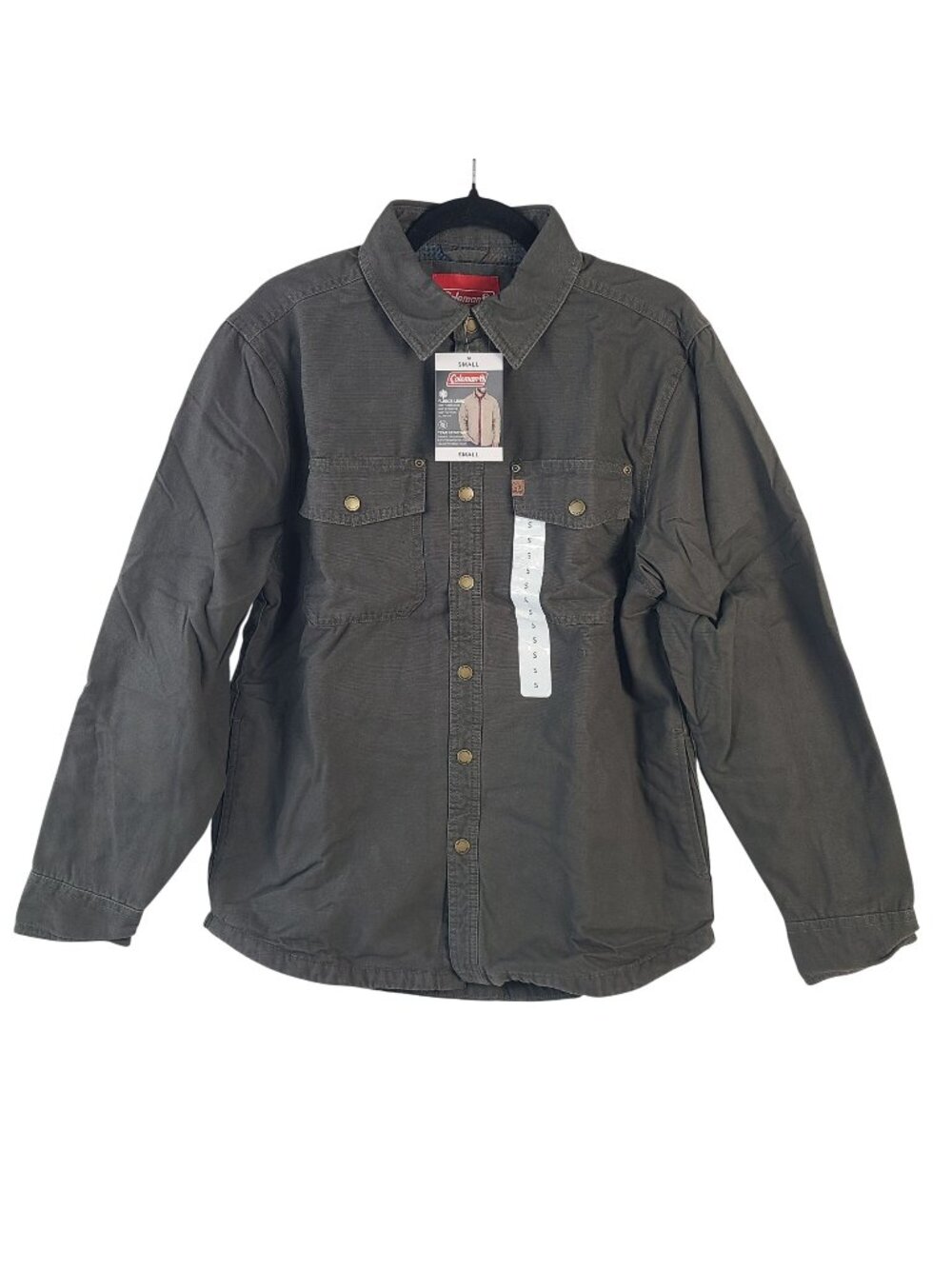 NEW Coleman Men's Beluga Fleece-Lined Canvas Shirt Jacket Snap Closures Sz S